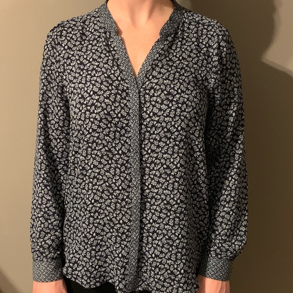 Blue and white blouse